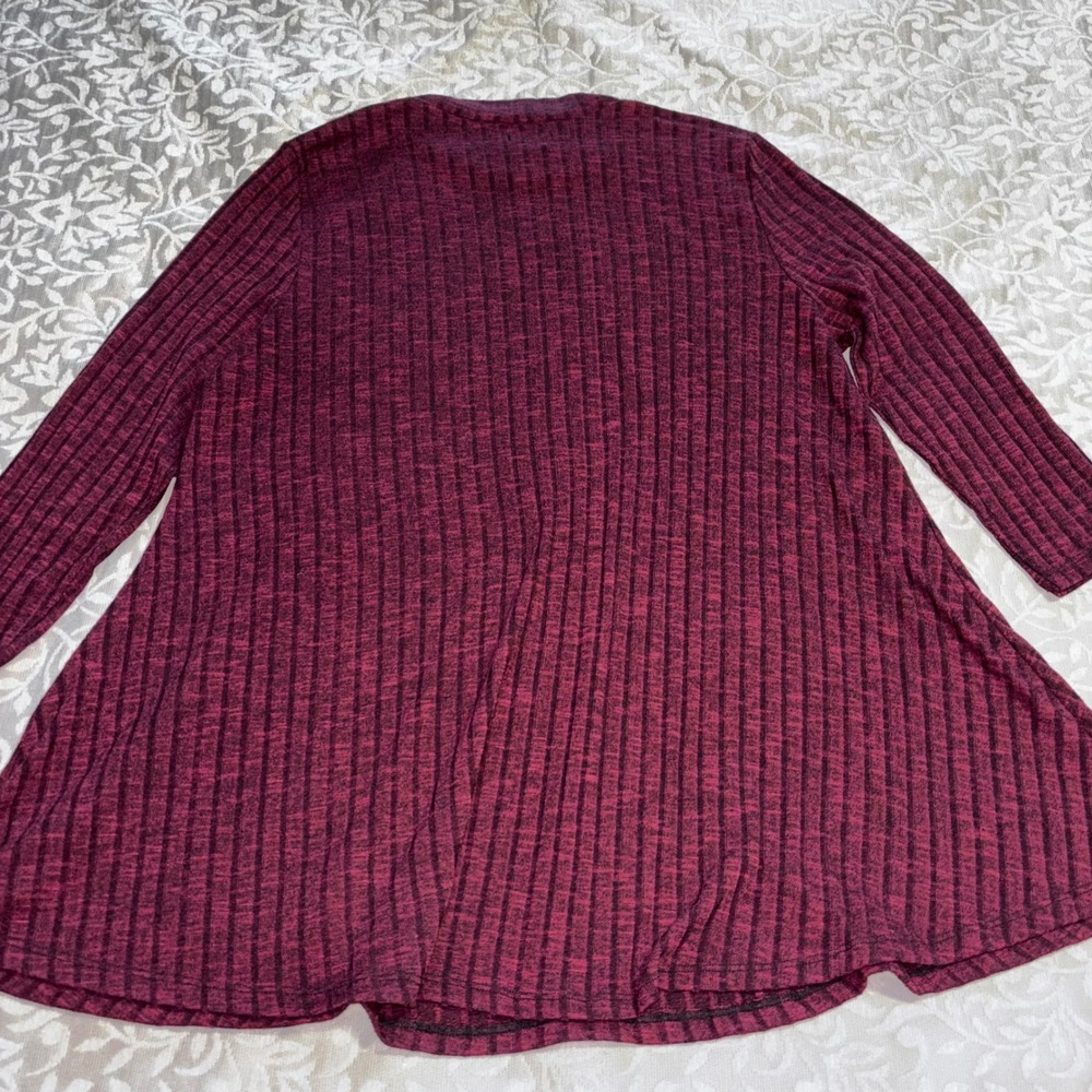 New Directions Ribbed Knit Tunic 3/4 Sleeve Mock Neck Flared Women's L (E8-HP) - Picture 6 of 7